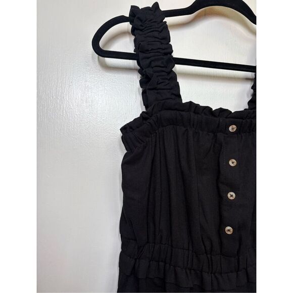 Blu Pepper Buttoned Jumpsuit Black Ruffle Straps M NWT - Picture 5 of 11